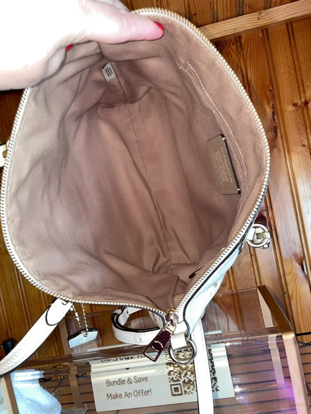 Coach Prairie Floral Pebbled Leather Satchel Chalk Ivory Crossbody Bag - Picture 3 of 7